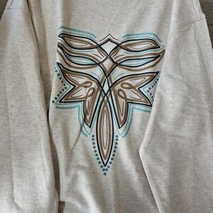 Beige Sweatshirt with Geometric Design